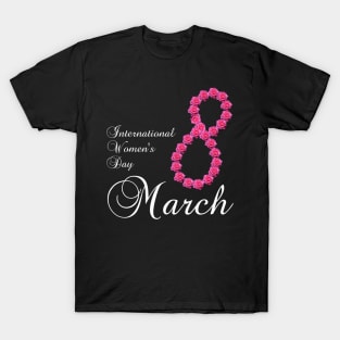 International Womens Day Pink Rose Flower 8 March 2023 T-Shirt